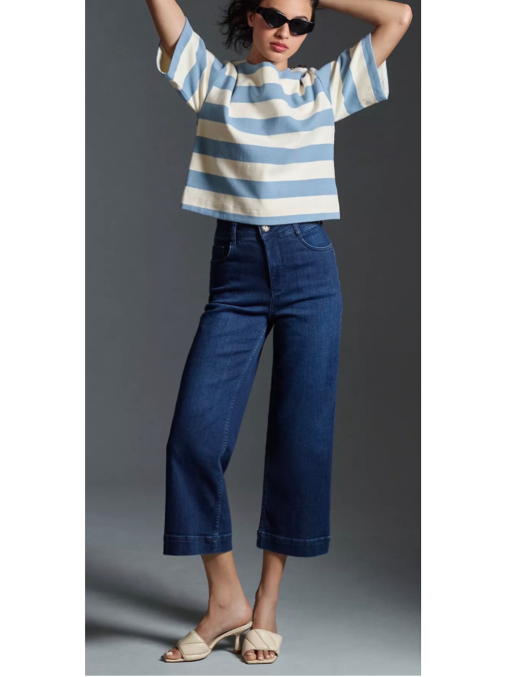 Anthropologie Pilcro The Skipper Jeans 31 High Rise Crop Wide Leg Stretch Denim